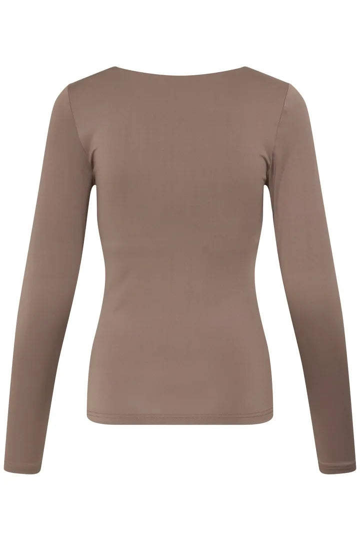 ICHI Gro Long Sleeve Blouse - Toasted Coconut