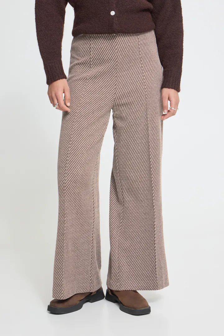 ICHI Kate Twillish Wide Trousers - Java Almond Milk