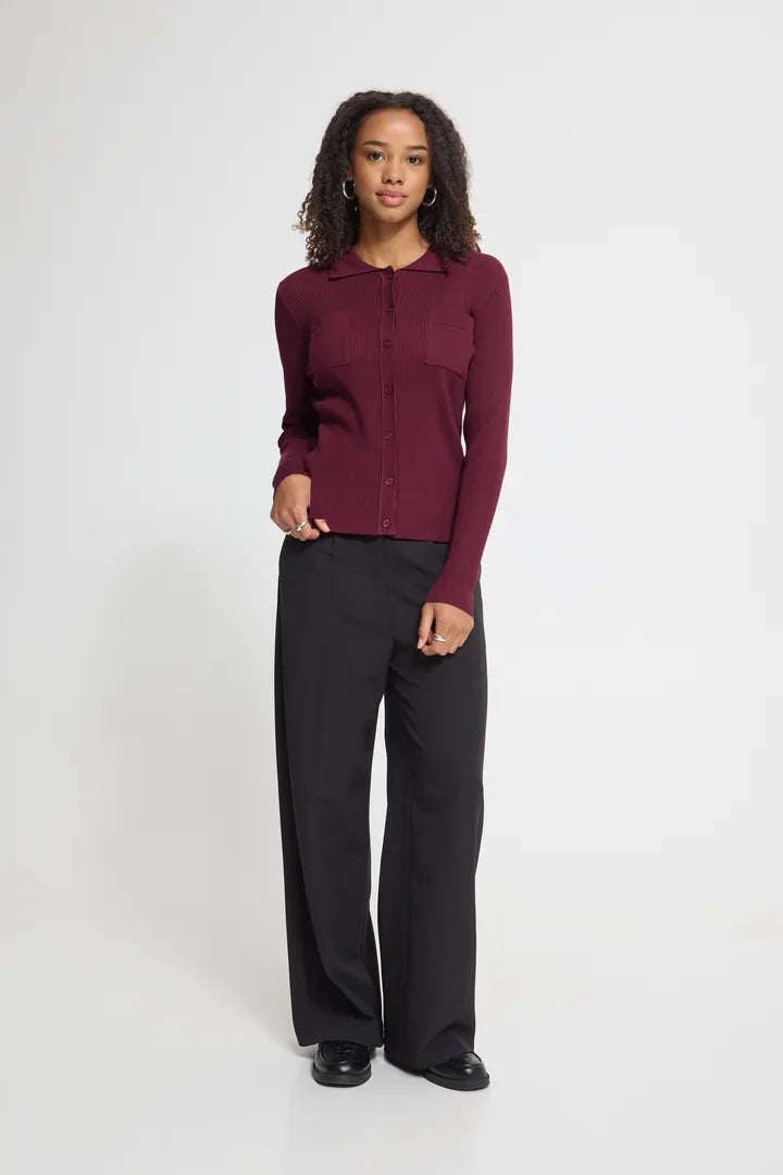 ICHI Luls Rib Cardigan - Rhododendron