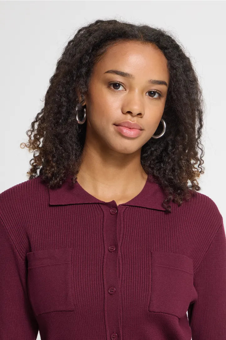 ICHI Luls Rib Cardigan - Rhododendron