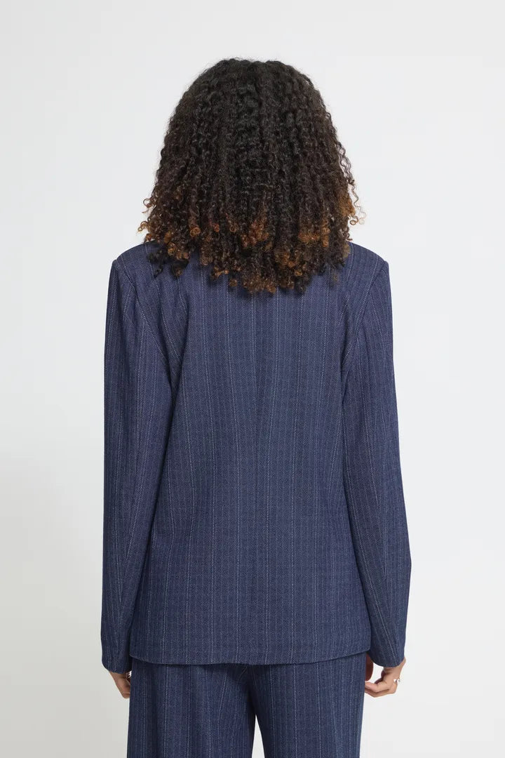 ICHI Kate Pinelle Stripe Blazer - Blue