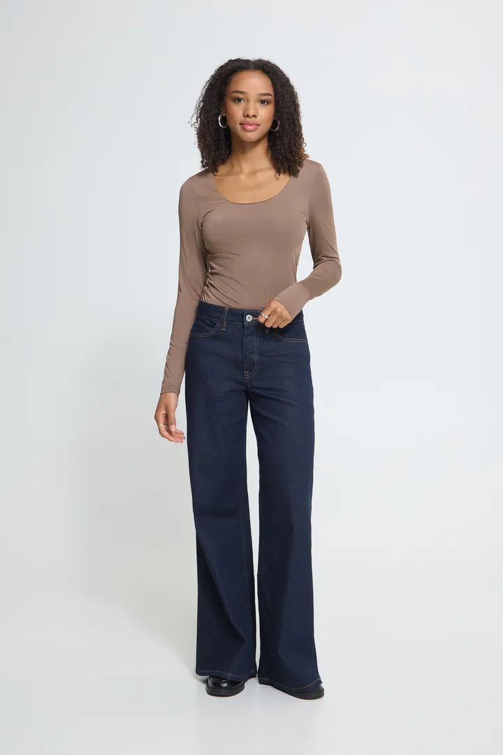ICHI Gro Long Sleeve Blouse - Toasted Coconut