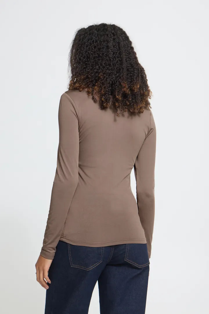 ICHI Gro Long Sleeve Blouse - Toasted Coconut