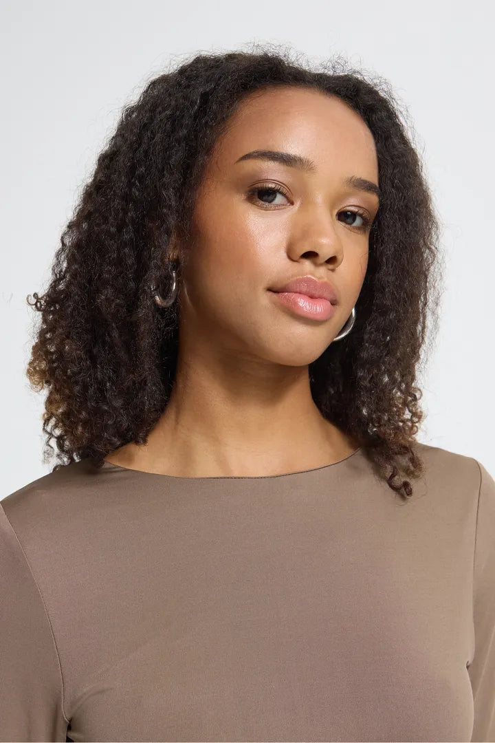 ICHI Gro Long Sleeve Blouse - Toasted Coconut