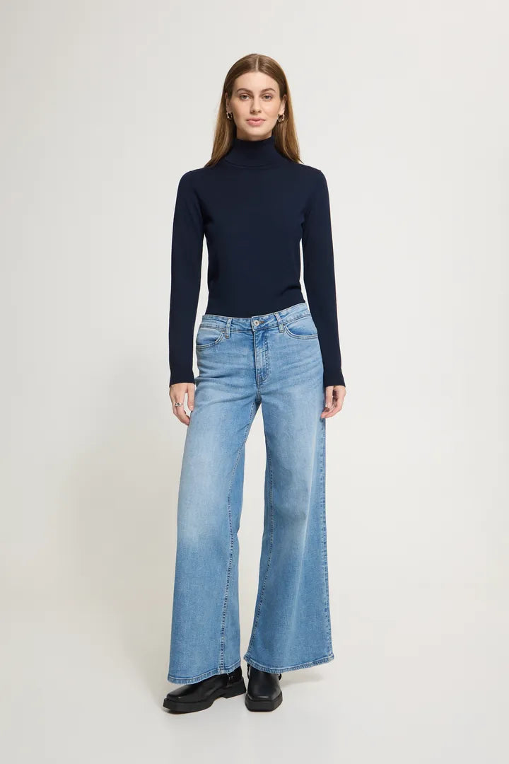 ICHI Luls Roll Neck Jumper - Total Eclipse