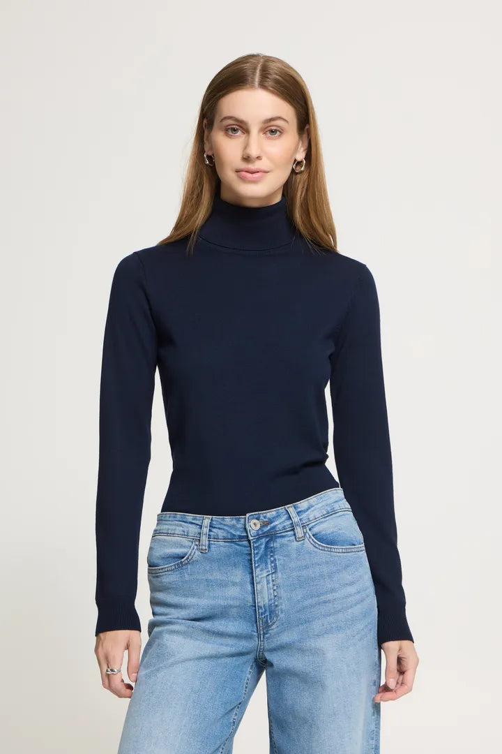 ICHI Luls Roll Neck Jumper - Total Eclipse