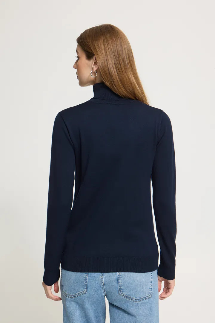 ICHI Luls Roll Neck Jumper - Total Eclipse