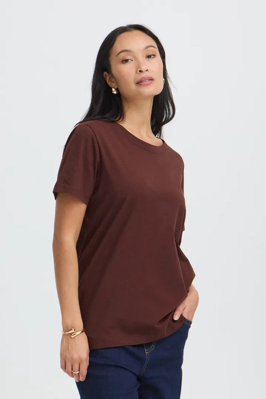 Fransa Zashoulder Tee - Rum Raisin