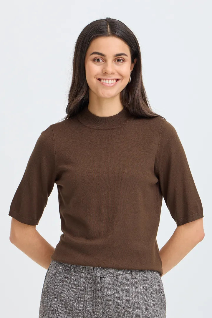 Fransa Mary SS Pullover - Hot Fudge