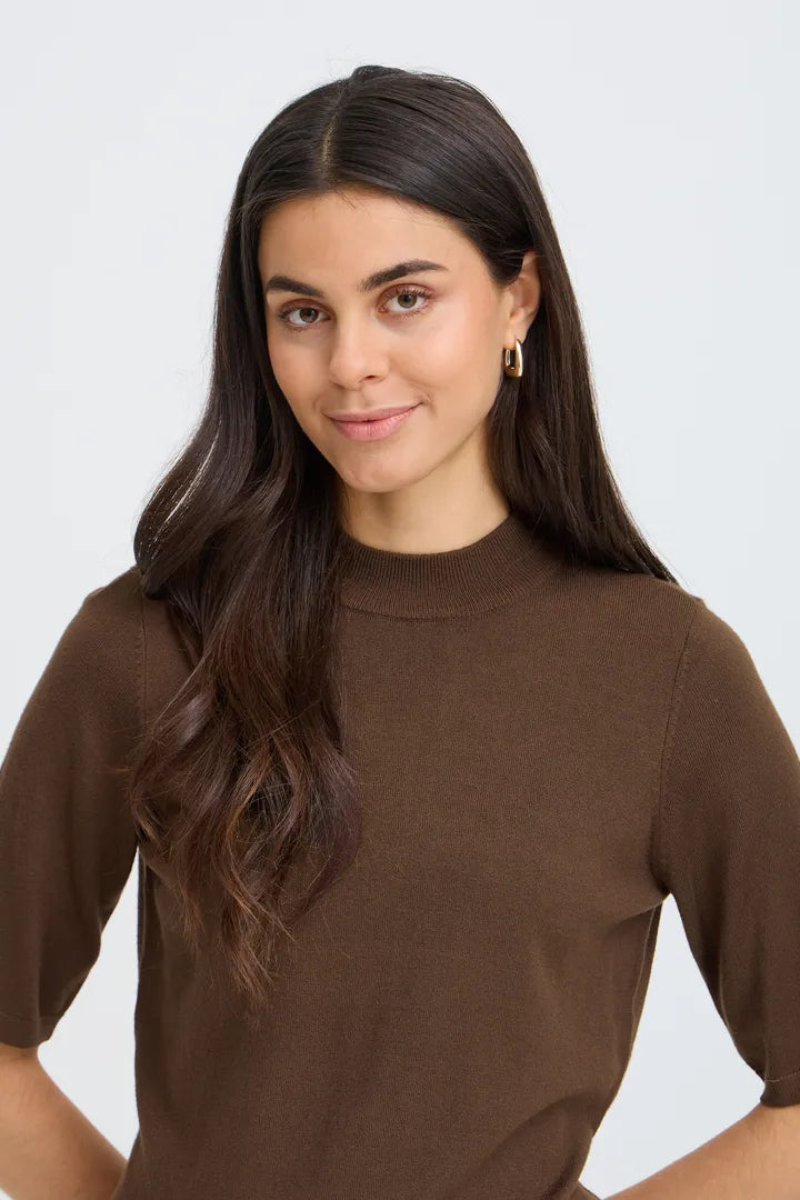 Fransa Mary SS Pullover - Hot Fudge