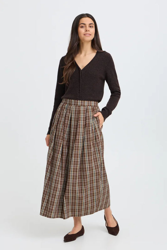 Fransa Elaras Skirt - Hot Fudge Check