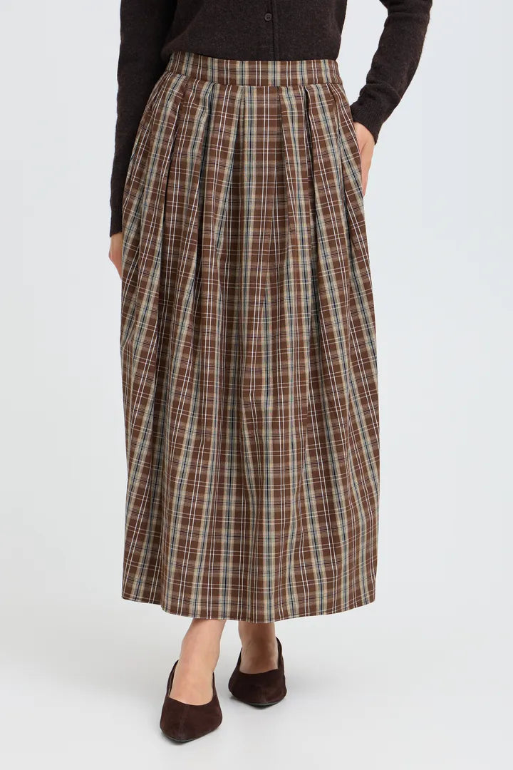Fransa Elaras Skirt - Hot Fudge Check