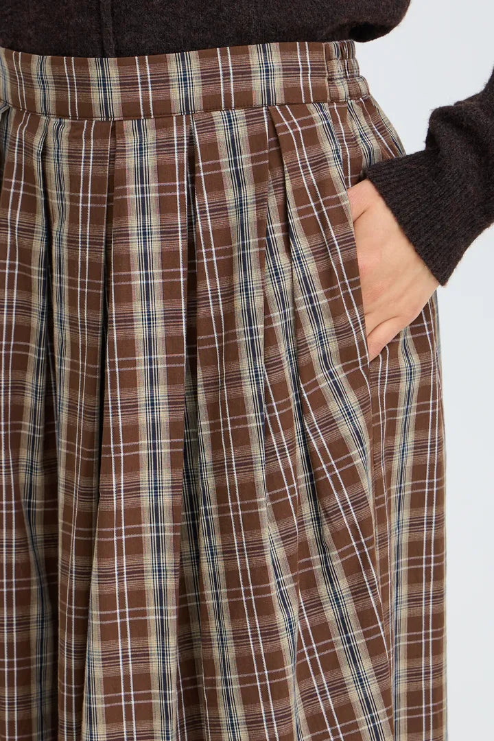 Fransa Elaras Skirt - Hot Fudge Check