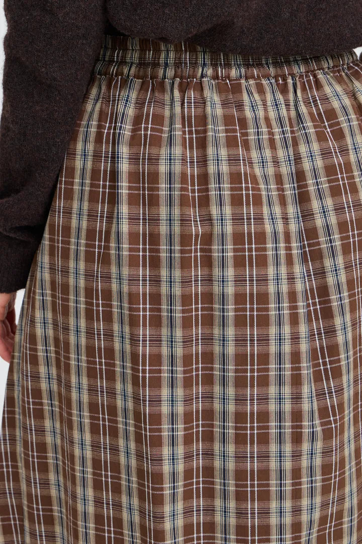 Fransa Elaras Skirt - Hot Fudge Check
