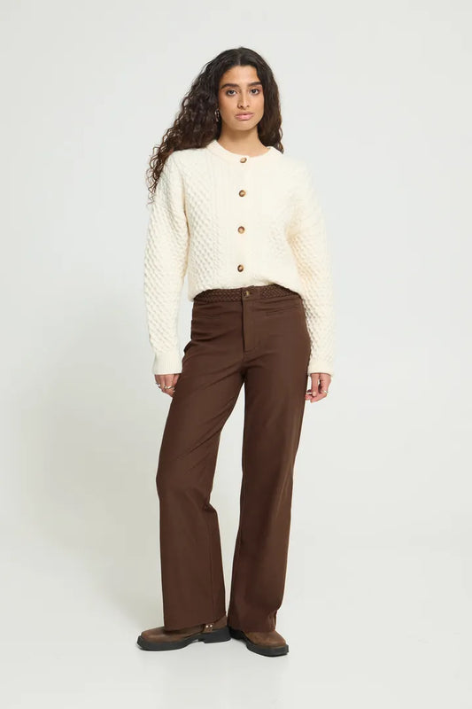 ICHI Kate Denim Trousers - Coffee