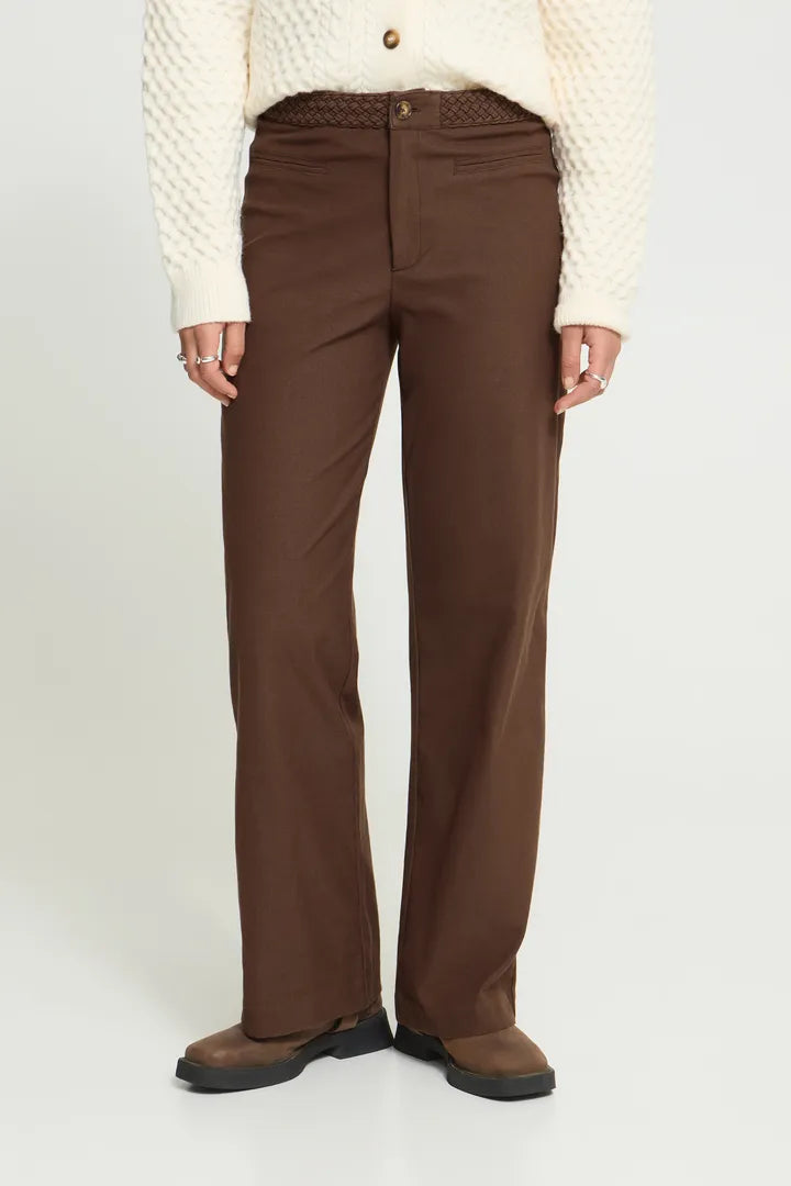 ICHI Kate Denim Trousers - Coffee