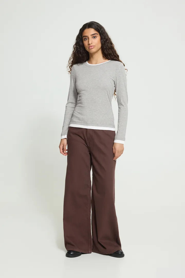 ICHI Nellaya Long Sleeve Top - Grey