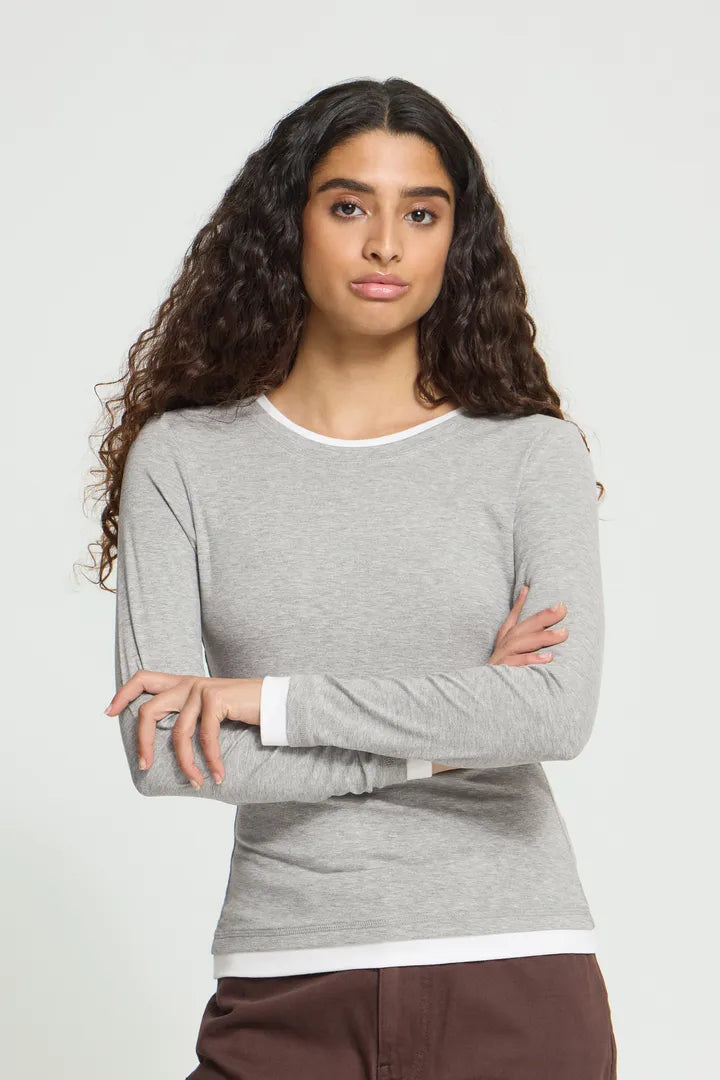 ICHI Nellaya Long Sleeve Top - Grey