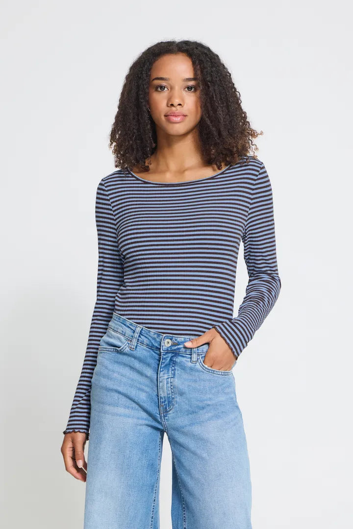 ICHI Cella Long Sleeve Top - Allure Coffee Bean