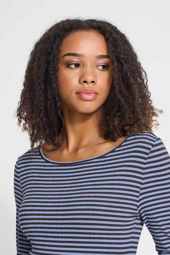 ICHI Cella Long Sleeve Top - Allure Coffee Bean