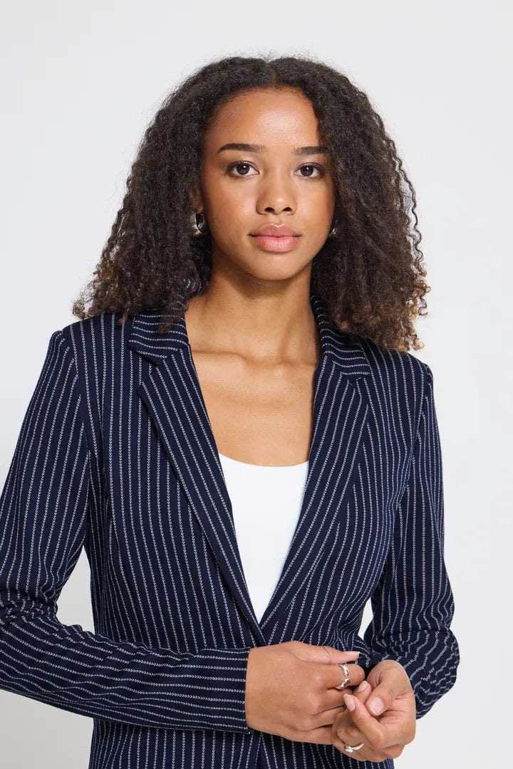 ICHI Manse Stripe Blazer - Maritime Blue