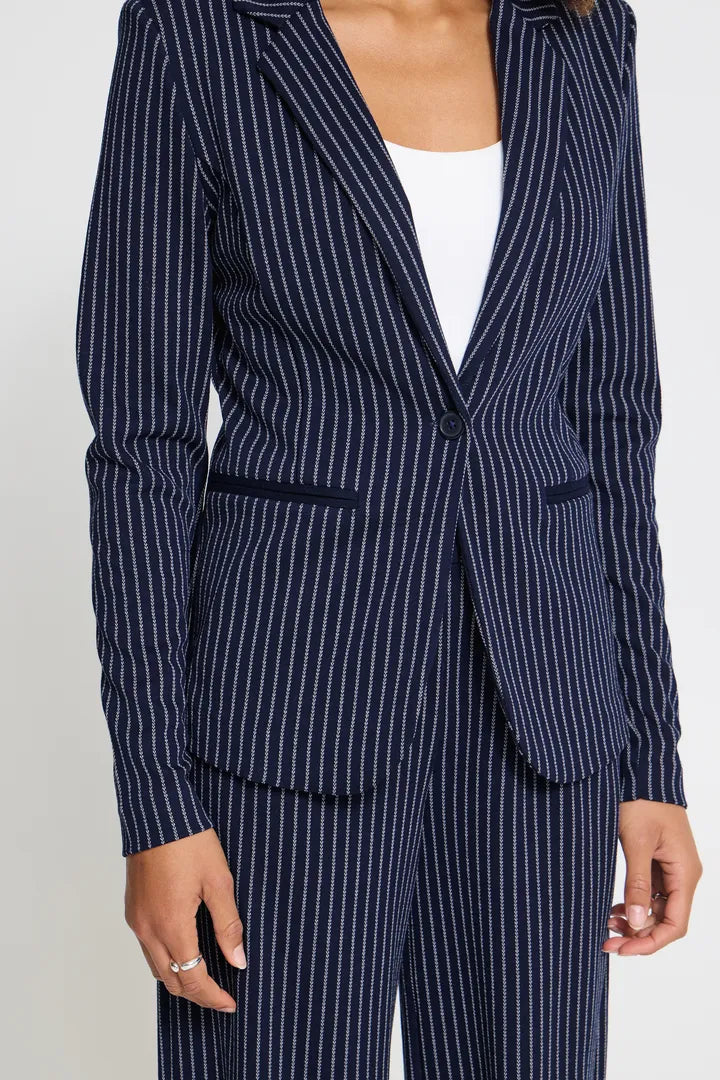 ICHI Manse Stripe Blazer - Maritime Blue