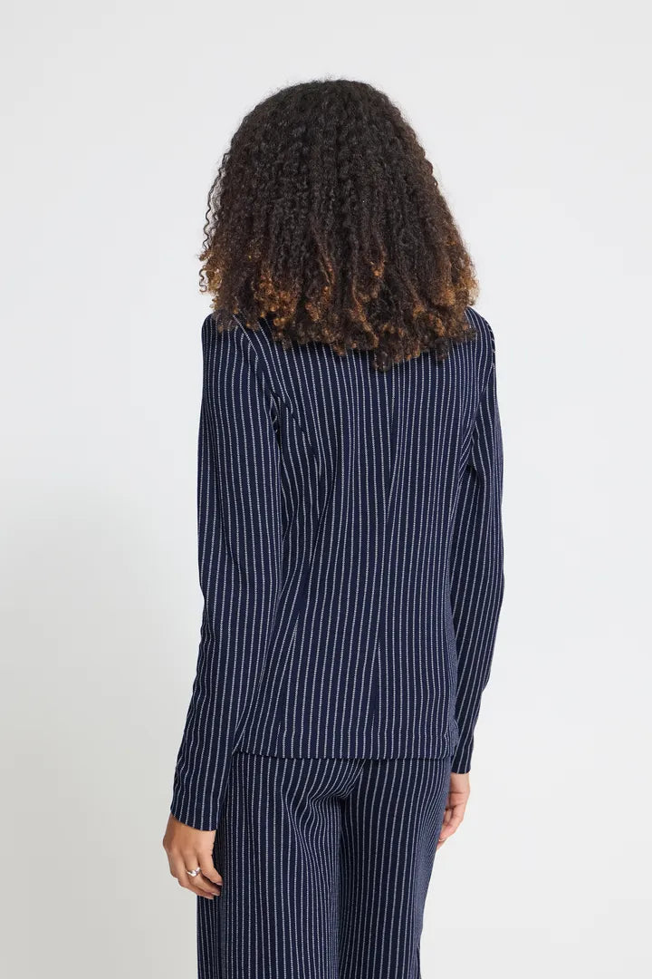 ICHI Manse Stripe Blazer - Maritime Blue