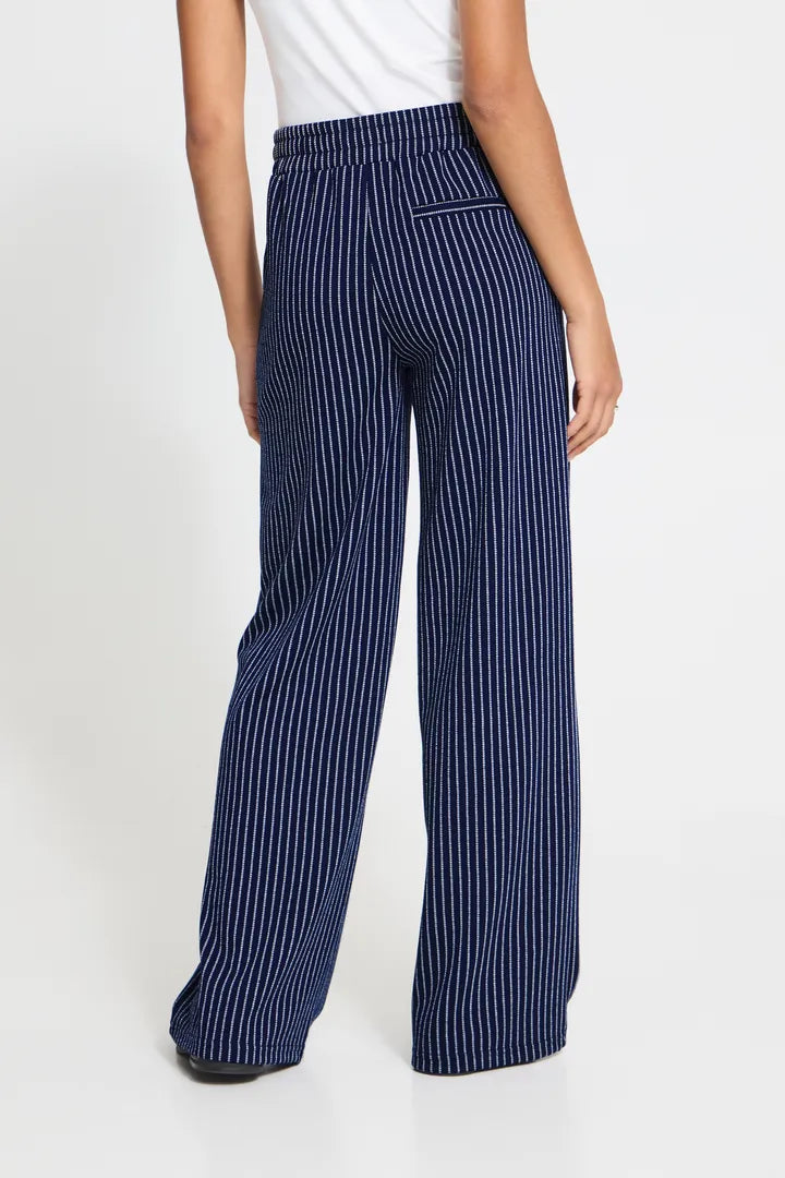 ICHI Manse Stripe Trousers - Maritime Blue