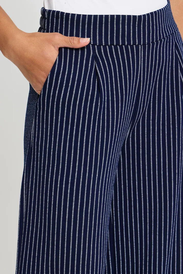 ICHI Manse Stripe Trousers - Maritime Blue