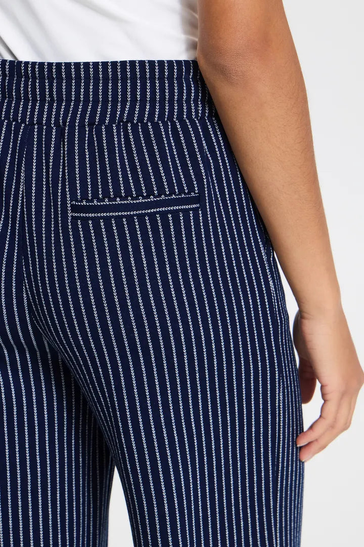 ICHI Manse Stripe Trousers - Maritime Blue