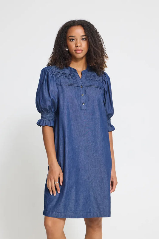 ICHI Ancey Dress - Denim Blue