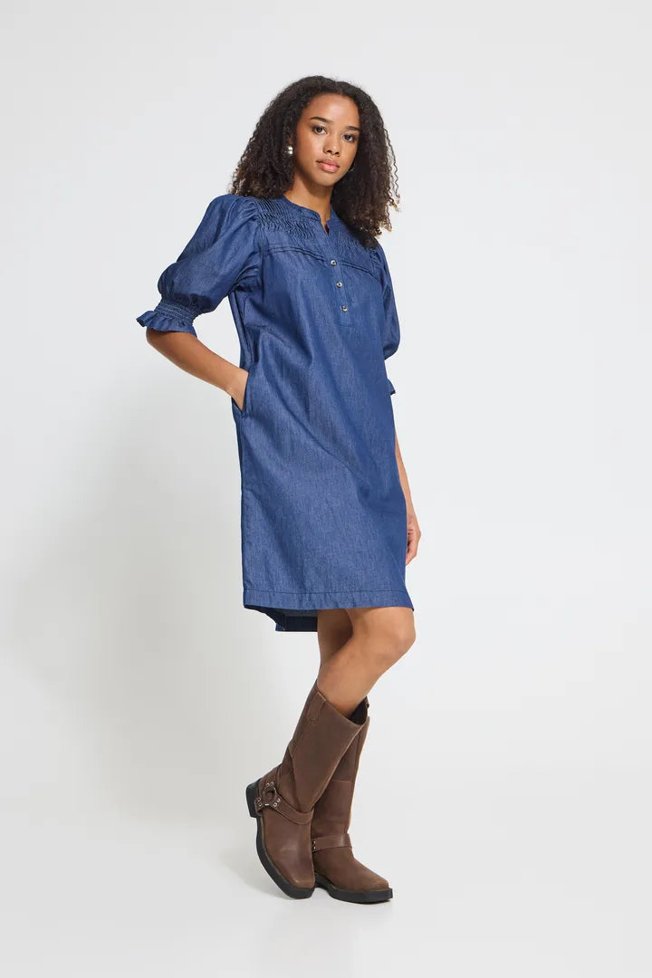 ICHI Ancey Dress - Denim Blue