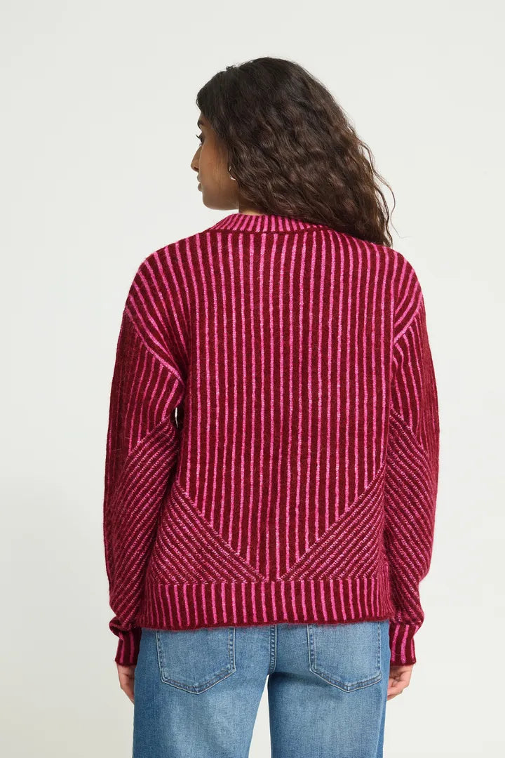 ICHI Kamara Jumper - Rhododendron Pink Stripe