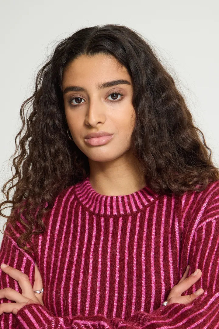 ICHI Kamara Jumper - Rhododendron Pink Stripe
