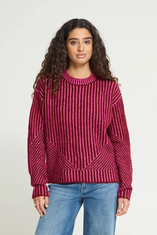 ICHI Kamara Jumper - Rhododendron Pink Stripe