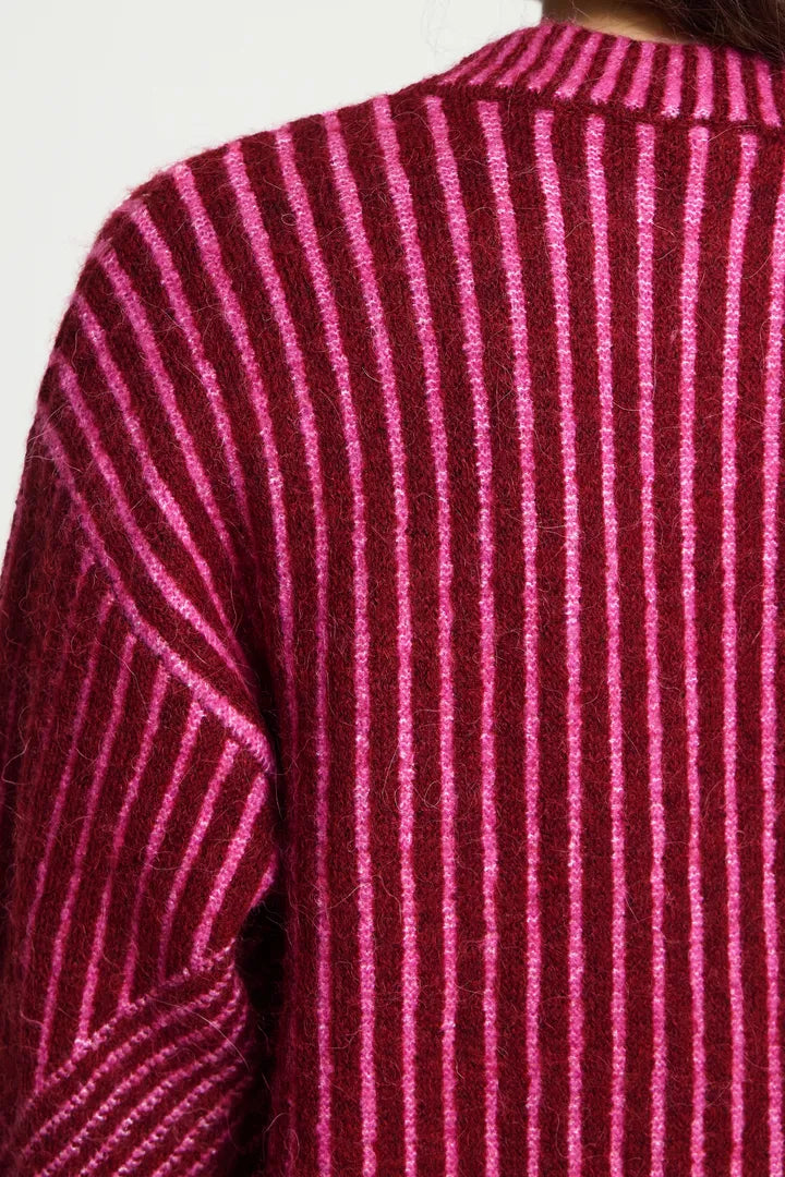 ICHI Kamara Jumper - Rhododendron Pink Stripe