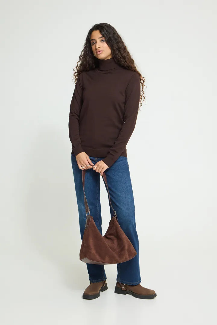 ICHI Luls Roll Neck Jumper - Chocolate