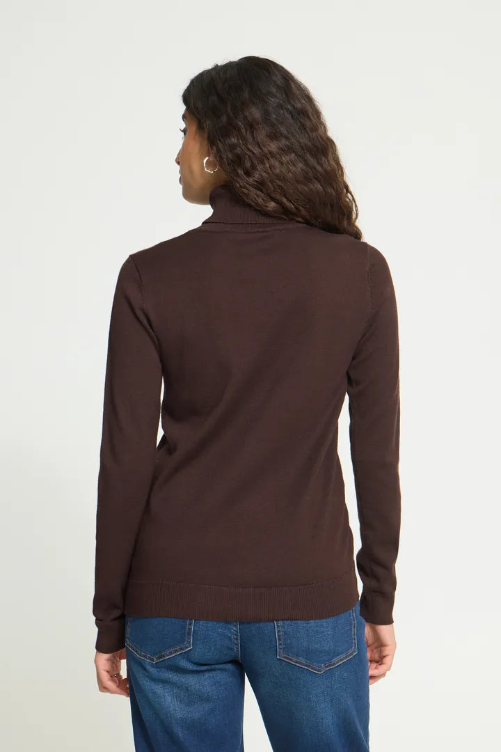 ICHI Luls Roll Neck Jumper - Chocolate