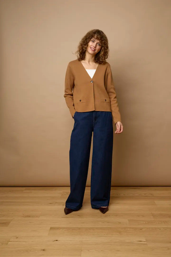 Fransa Ita Cardigan - Tobacco Brown