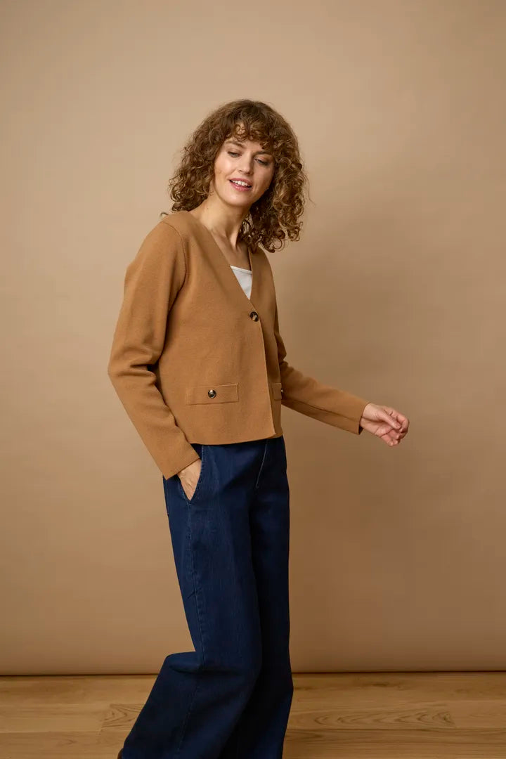 Fransa Ita Cardigan - Tobacco Brown