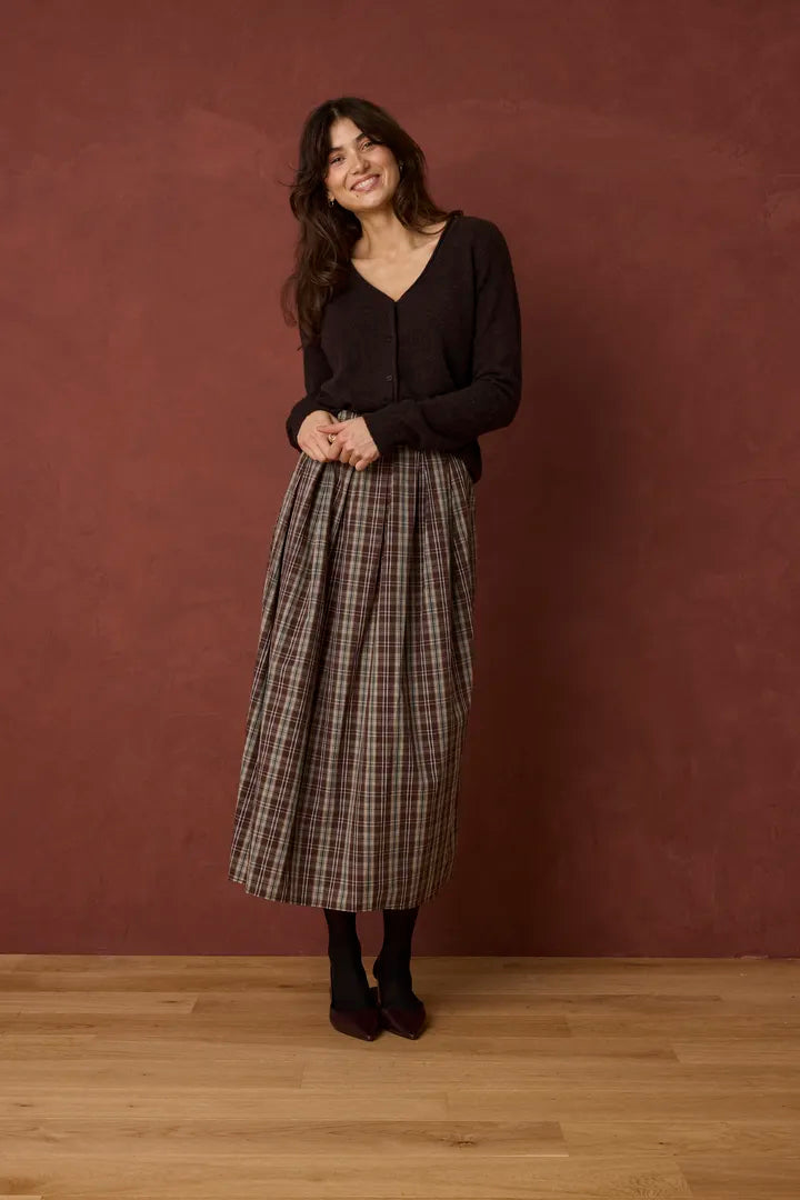 Fransa Elaras Skirt - Hot Fudge Check