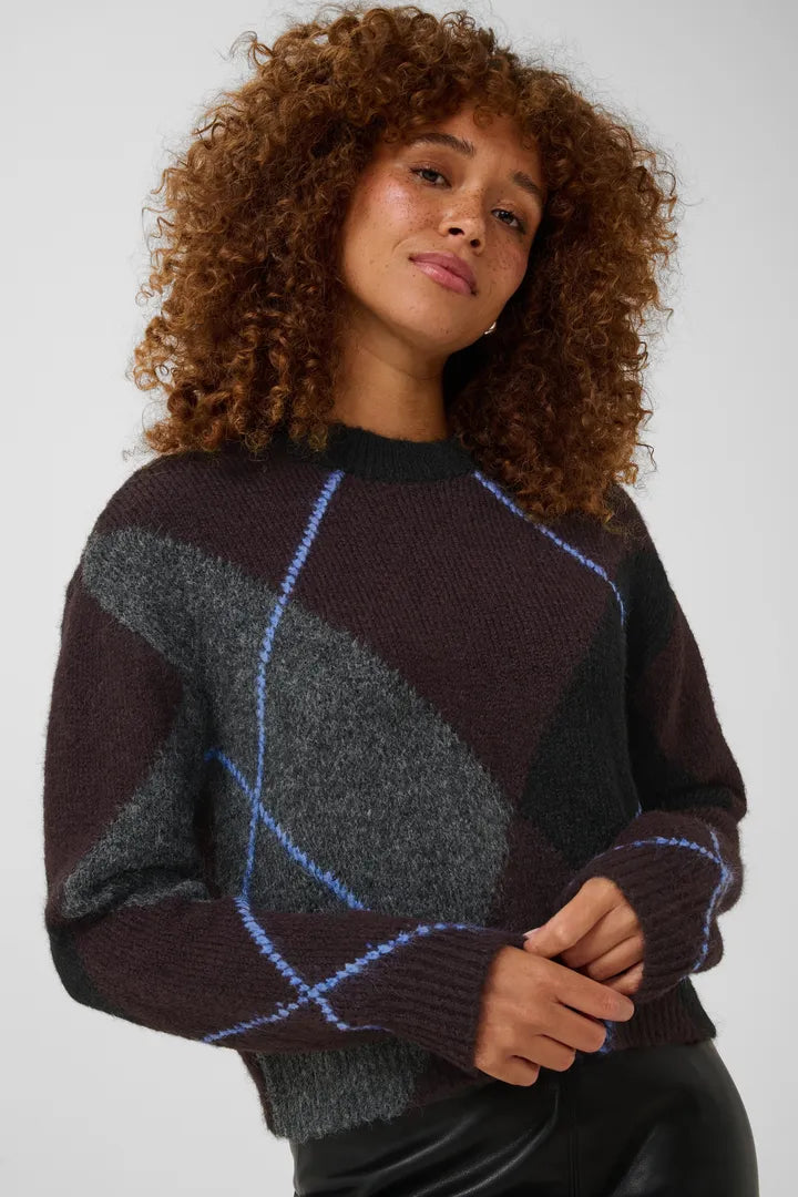 Kaffe Grith Knit Pullover - Dark grey melange / Fudge