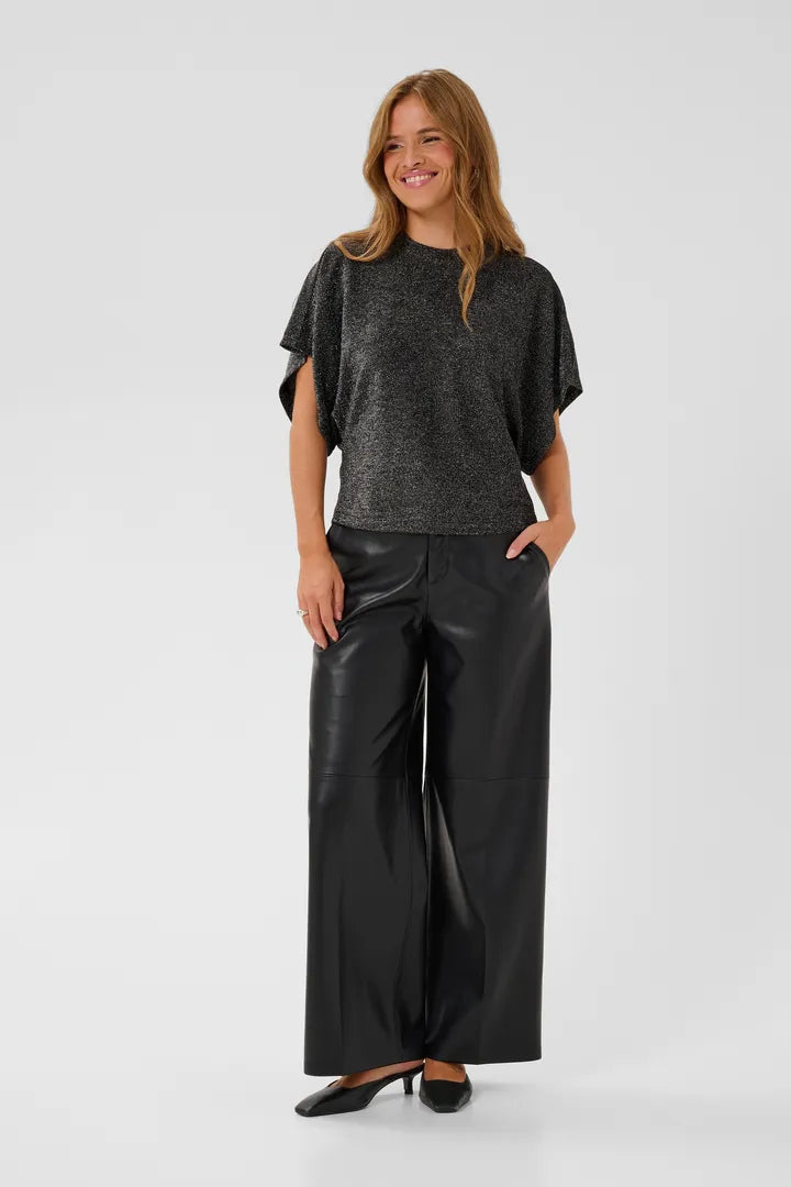 Kaffe Rebecca Jersey Pants - Silver Black Glitter