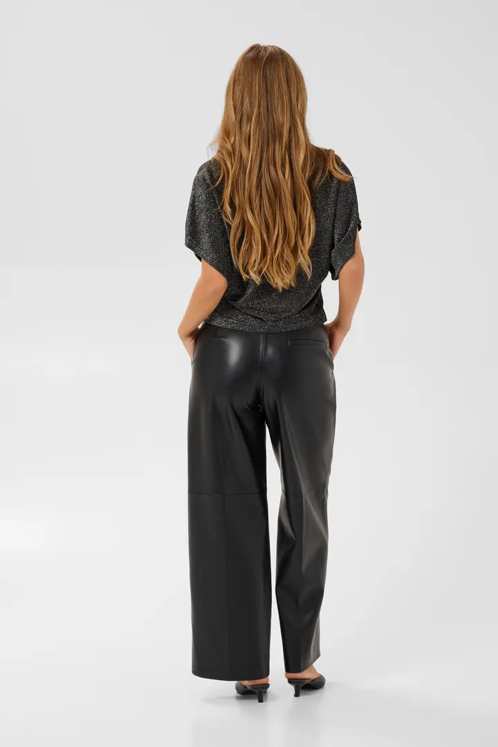 Kaffe Rebecca Jersey Pants - Silver Black Glitter