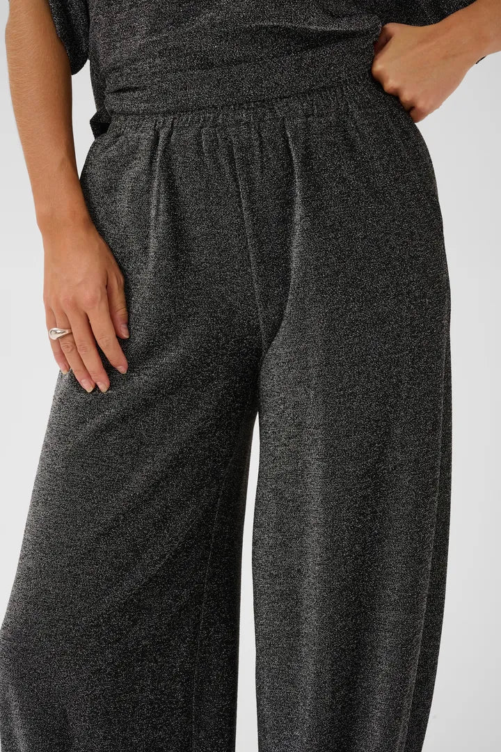 Kaffe Rebecca Jersey Pants - Silver Black Glitter