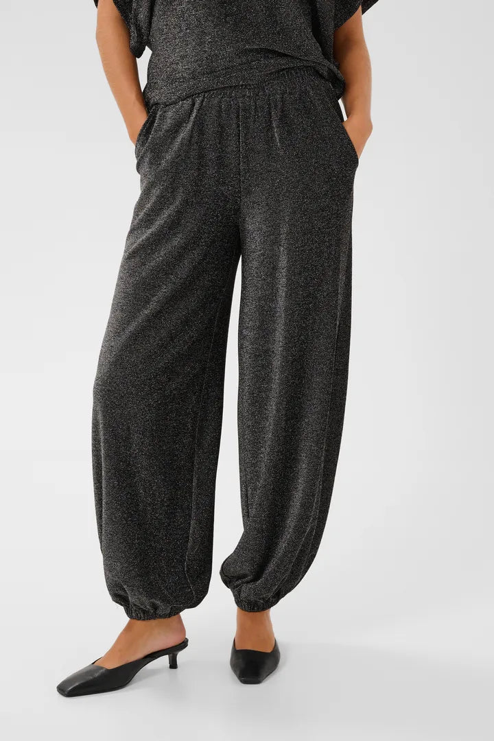 Kaffe Rebecca Jersey Pants - Silver Black Glitter