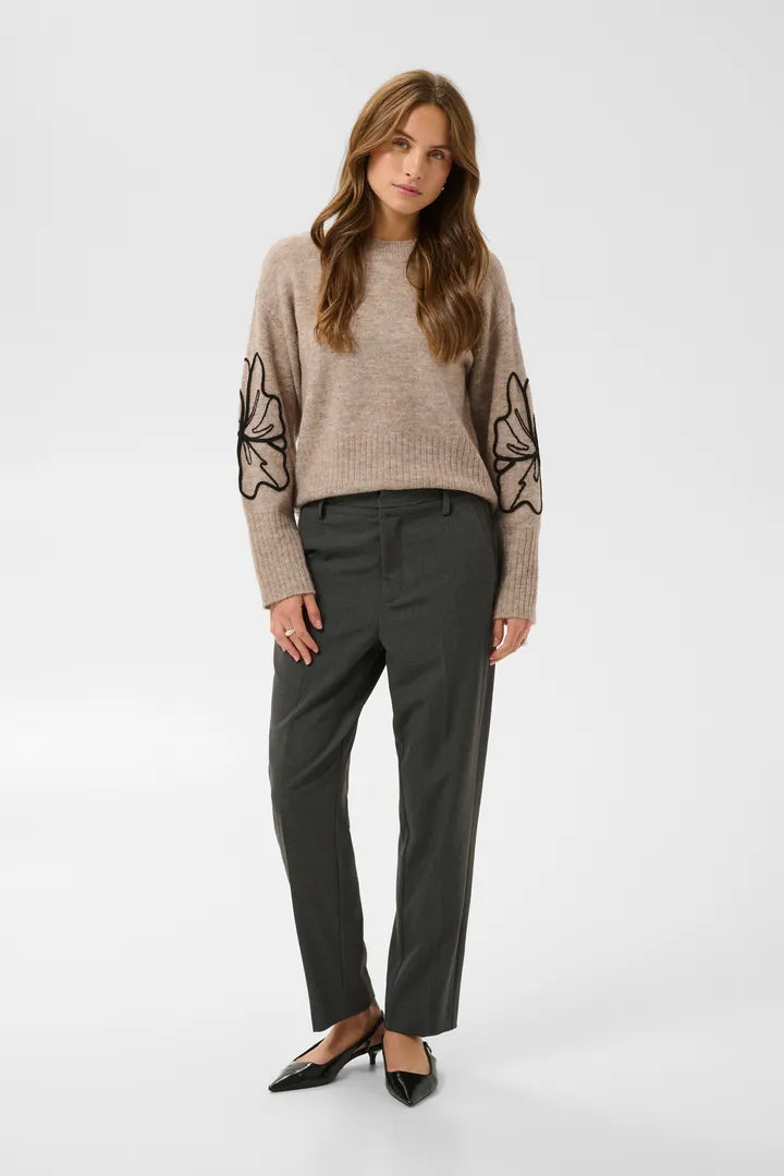 Kaffe Erin Embroidery Pullover - Desert Taupe