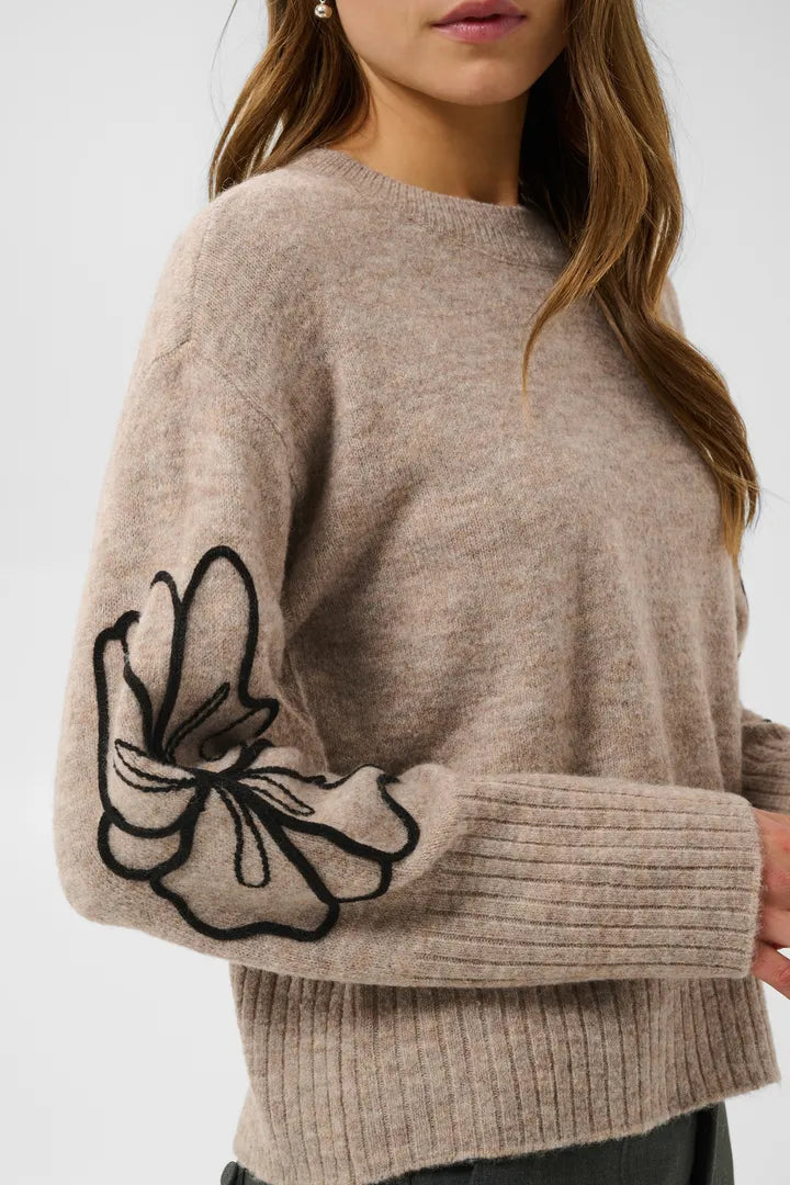 Kaffe Erin Embroidery Pullover - Desert Taupe