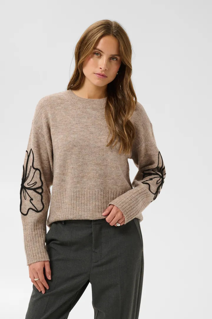 Kaffe Erin Embroidery Pullover - Desert Taupe