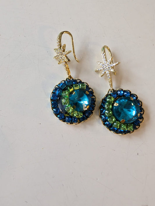 DW Crystal earrings - blue/green mix